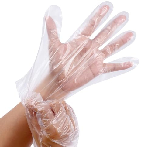 SOL 600pk Disposable Plastic Gloves – Medium to Large Clear Gloves for Food Prep, Cooking, Catering, Cleaning, Hair Dye, Kitchen Use, Waterproof and Multipurpose Single-Use Hand Protection