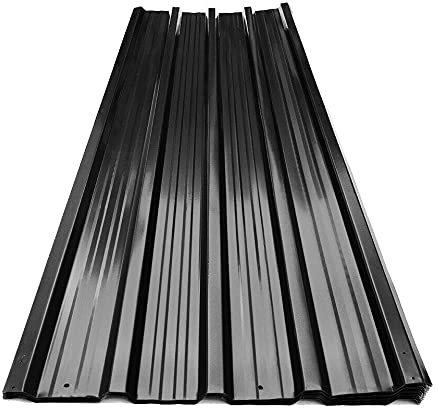 HoitoDeals Black Corrugated Roof Sheets Galvanized Metal Roofing Cover Panels for Garage Shed (12Pcs Sheet)