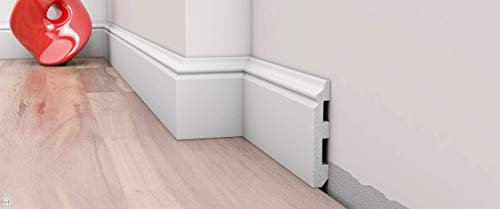 Pack de 5/10 mètres plinthes bande de sol - blanc - matériau dur - décoration - mur - sol - plafond. 1 pièce mesure 2 mètres de long. (DP5)