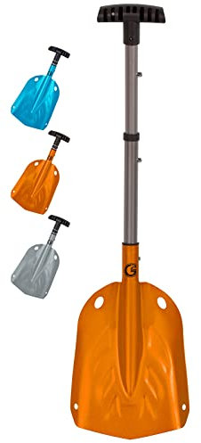G2 Backcountry leichte Teleskop-Lawenschaufel, Lagerung bis zu 33 cm, langlebige Aluminiumlegierung, Rutschfester ABS-Griff, kompakte Lagergröße (Orange)