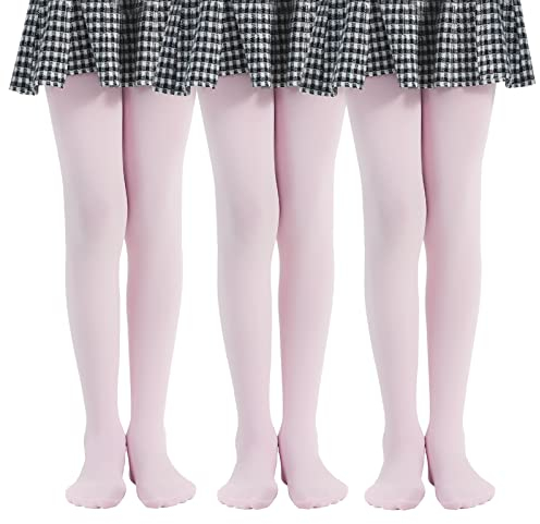 MANZI 3 Paar Kinder Strumpfhose für Mädchen 40 Den Gr.104-165,Rosa,M