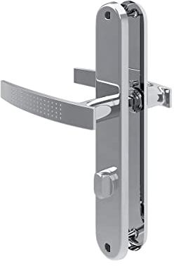 MS Beschläge Chrom glänzende Langschildgarnitur Metall Türdrücker festdrehbar gelagert eleganter Türbeschlag Punktmuster Schildgarnitur (WC DIN Norm)