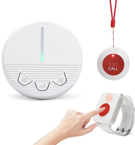 Kit Salvavita SOS per Anziani e Disabili | Allarme Emergenza Casa Senza Wifi con 2 Pulsanti di Chiamata Senza Fili Impermeabili (da Collo e Polso) + Campanello