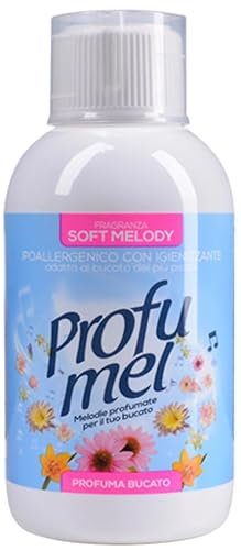 Profumel Soft Melody con higienizante e hipoalergénico, perfume para ropa, Suavizante aroma intenso duradero, Aceite Esencial, 250ml, 35dosis, Cítricos, Rosa, Almizcle Blanco y Vainilla, Luxury-Smell