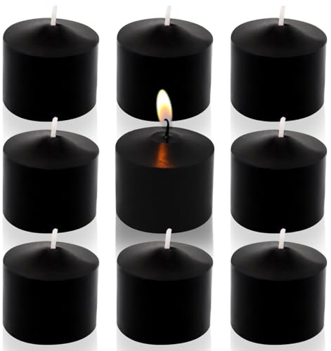Black Votive Candles, 9 Packs Unscented Small Votives for Wedding, Holiday Party, Home (8 Hour), 1.5 D x 1.25 H