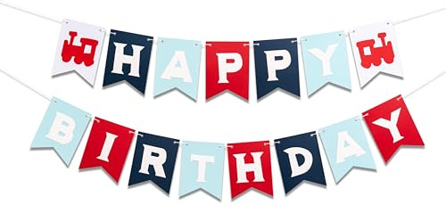 CIEQR Train Theme Happy Birthday Banner - Colorful Birthday Banner Sign, Party Supplies for Kids Baby Adults Birthday Decorations, Anniversary, Home Decor... 8 Feet