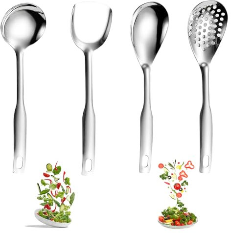 4 Pezzi Cucchiai da Buffet Utilizzati in Mense, Cucchiai da Portata Grandi in Acciaio Inox, Cucchiaio di Caviale Inossidabile per Mense, Hotel, Picnic, Feste