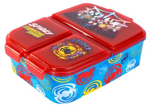Spidey and His Amazing Friends Kids Lunch Box with Compartment - BPA Free | Rectangular School & Travel Food & Snacks Box, Officially Licensed Plastic Sandwich Container Bento Boxes for Boys & Girls