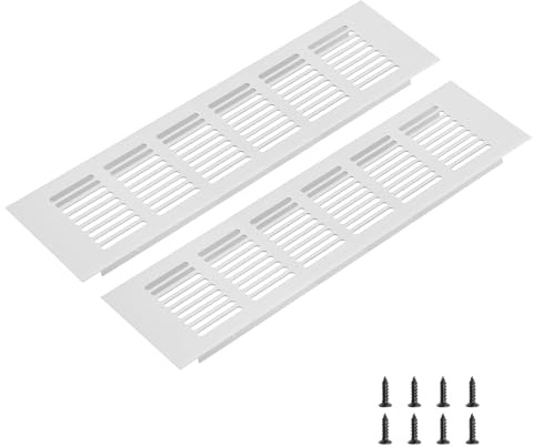 sourcing map Rectangle Ventilation Grille 250x80mm/10x3 Silver Tone | Aluminum Alloy Mesh,Air Vent Cover,Louvered Ventilation Cover,with Mounting Screws for Cabinet Shoe Closet