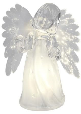 formano Deko Engel aus Acryl mit Fiberglas-Flügel und LED-Licht, 16 cm, Sortiert