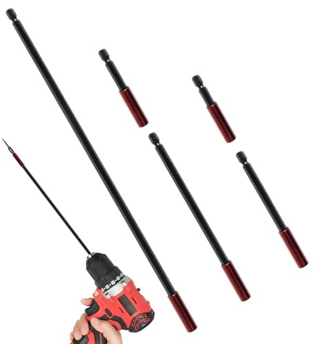 5 Pieces Magnetic Bit Holder for Impact Drivers, Includes 50mm, 60mm, 100mm, 152mm, and 300mm Steel Magnetic Screwdriver Extension Bars, 1/4 Inch Drill Bit Hex Extension Bar/Tool Holders and Adapter