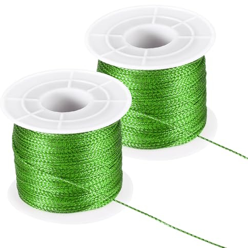 PATIKIL 656 Piedi / 218 Iarde Corda metallo Ornamento A Filo, 1mm Cordino Non Elasticizzato Filo per Confezionamento Regali Creazione Gioielli, Verde Chiaro 2 Bobina