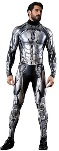 Koongso Costume da supereroe per adulti, da uomo e da donna, stampa 3D, armatura robot, body a maniche lunghe a maniche lunghe, tuta da combattimento per feste di Halloween