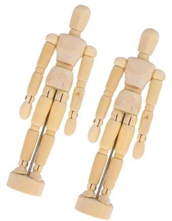 DIYEAH 2pezzi Modelli Umani in Legno Articolati Figure Snodabili per Artisti Manichini da Base Stabile per Pittura e Studi Anatomici
