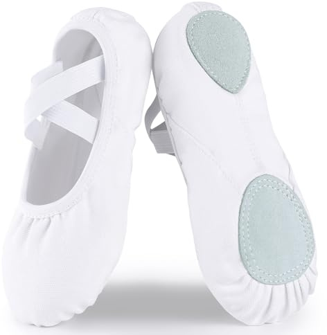 Acfoda Ballet Shoes Girls Womens Canvas Dance Slippers | Split Leather Sole,Comfortable,Ballerina Flats,Gymnastics Yoga,with Elastic Straps,for Kids Adults