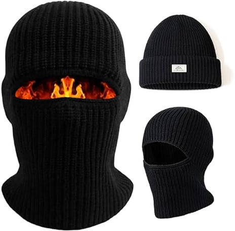Mayoii Dual-Use Thermal Balaclava, Multifunctional Ski Mask, Elastic Balaclavas for Men, Warm Windproof Mens Beanie Hat, Winter Hat for Outdoor Sports (UK, Alpha, One Size, Black)
