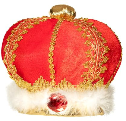 Boland 01237 - Chapeau Roi Couronne, Couronne, Cérémonie, Rouge, Velours, Doux, Or, Pierres précieuses, Carnaval, Halloween, Carnaval, Halloween, Fête à thème, Déguisement, Théâtre, Accessoire