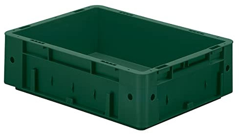 Contenitori Euro per carichi pesanti, in polipropilene, capacità 9,2 l, lungh. x largh. x alt. 400 x 300 x 120 mm, pareti chiuse, fondo chiuso, verde, conf. da 4 pz..