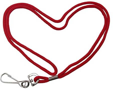HOSL 100 Pack Badge Lanyards Business ID Card Lanyards Employee Students Lanyard Round 36 With Swivel Hook (Red)
