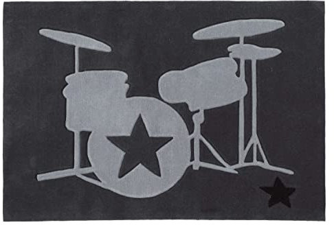 ROCK STAR BABY Kinderteppich Öko-Tex Standard grau in verschiedenen Größen, Größe:130x190cm