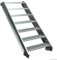 Srm-Design 7 Stufen Edelstahlleiter Breite 80 cm, Höhe 120 cm, Silber, Witterungsbeständig, max. 140 cm, Außentreppe/Wangentreppe/Industrietreppe