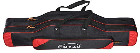 TentHome Allround Rutentaschen Rutenfutteral Angelrute Zubehör Angelrucksack Anglertasche Angelkoffer Schwarz/Rot, 3 Kammer, 120cm