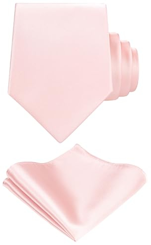 TIE G Einfarbiger Satin Formell für Herren Krawatte und Einstecktuch-Set im Geschenkkarton für die Hochzeit (Erröten)