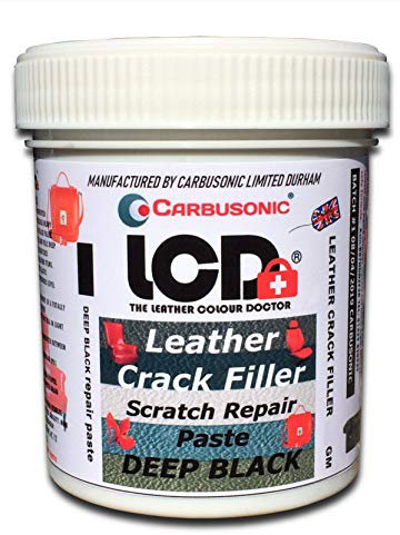 Leather Crack Filler Black Scratch Repair Paste for cigarette burns holes cat scratches 150 g large repair gel for leather restorations and dye projects for sofas, armchairs and car seats