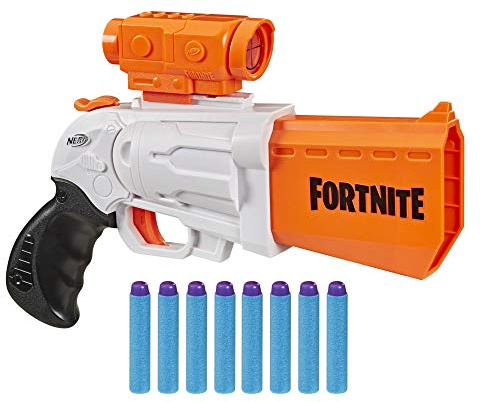 Nerf Fortnite SR Blaster - 4-Dart Hammer Action - Includes Removable Scope and 8 Official Nerf Elite Darts - for Youth, Teens, Adults