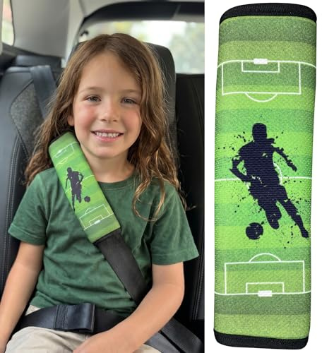 HECKBO 1x Protector para cinturón de seguridad - Fútbol - para niños - Protector para cinturón, almohadilla para el hombro para el cinturón de seguridad