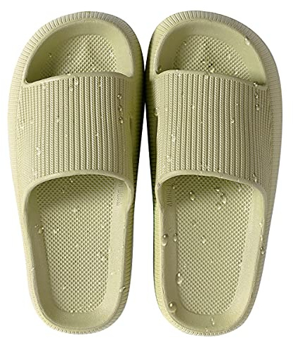 HSHAPAY House Slippers for Man And Women Beach Slides Non-Slip Lightweight Open-toe Shower Shoes Quick Drying Extra Thick Sandals (7, Green, numeric_7)