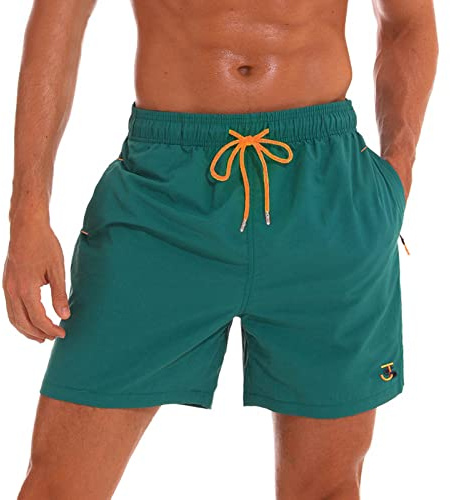 JustSun Bañador Hombre con Bolsillo Cremallera Surferos Impermeable Secado Rápido con Forro de Malla