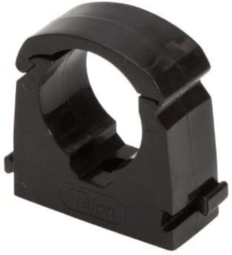 ROHANS Clip per tubi singoli, 15 mm, con cerniera TS15, per tubazioni nero, bianco, rosso, giallo, blu, confezione da 5, 10, 15, 20, 50, 100 (20, nero)