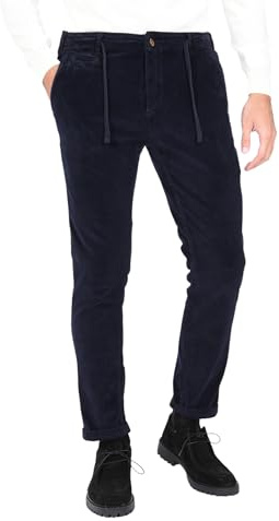 Ciabalù Pantaloni Uomo in Velluto Invernali Pantalaccio Caldo con Elastico in Vita e Laccio Elegante (50, Blu)
