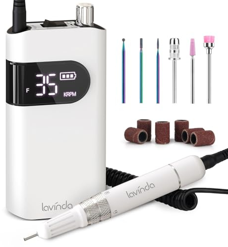 Lavinda Electric Nail Drill Cordless Fast Remove Polishing Nail File White