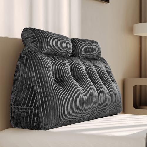 Z-hom Almohadas grandes de cuña para la espalda, almohada triangular para lectura, cojín de apoyo lumbar, respaldo de cintura, cojín de posicionamiento suave para sofá cama (gris, 150 cm)