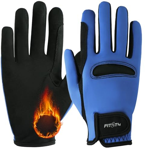 FitsT4 Sports Gants d'équitation pour enfants - Antidérapants - Pour enfants garçons et filles - Avec design à écran tactile - Pour l'équitation - Sports, bleu, L