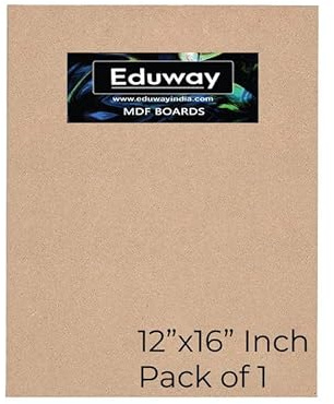 Eduway Tablero de MDF A2 para manualidades, 12 x 16 pulgadas, 4 mm de grosor, paquete de 1 cartón de pino de alta calidad para artistas, estudiantes de arte y manualidades, corte duro en tamaños