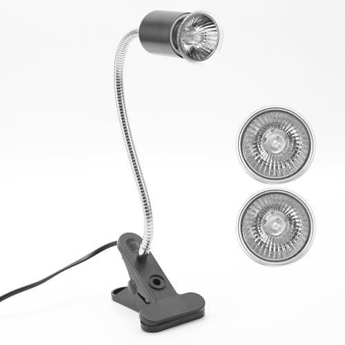 Petyoung Tortoise Heat Lamp with Timer and 2 Bulbs, UVA UVB Reptile Heat Lamp with Clamp for Turtle, Chick, Bearded Dragon, Puppy, Lizard