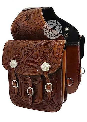 EQUIEMPRESS Western Satteltasche aus Leder für Pferde | Reitspaß, Wanderritt, geeignet für Reiten und Fassrennen | Satteltasche mit verstellbarem Riemen, Größe: 10x10x3 AZ-98