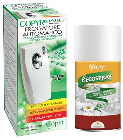 Insetticida Ecospray al Piretro pronto all'uso con Erogatore,antizanzara,mosche e insetti volanti,per alberghi,ospedali,ristoranti.Per industria alimentare.Bomboletta da 250ml X 1pezzi +1 Erogatore