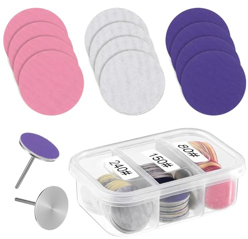 60Pcs Sanding Paper Discs with Metal Nail Drill Bit, 25mm Foot Drill Replacement Sanding Discs for Manicure, Nail Drills Bit, exfoliating(#80#150#240 Grit)