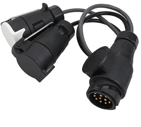 Adattatore per presa rimorchio a 7 pin, 12 V, per rimorchio semirimorchio, compatibile con gancio di traino a 13 pin, ABS e materiali in ottone per una vestibilità stabile