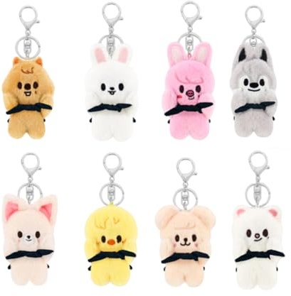 PYTRARTY 8 Pezzi Portachiavi Peluche Stry，SKZ Keychain，Stry Portachiavi，Regali Creativi per I Fan Degli