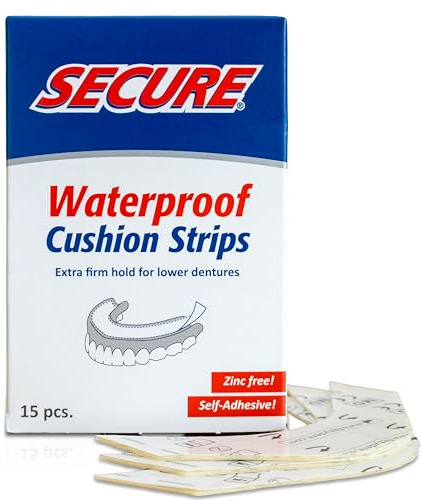 Secure Denture Adhesive Strips – Zinc Free – Waterproof – Comfortable Cushion Fit for Lowers – Extra Firm All-Day-Hold – No Mess – Clean Ingredients - 30 Strips (2 Pack)
