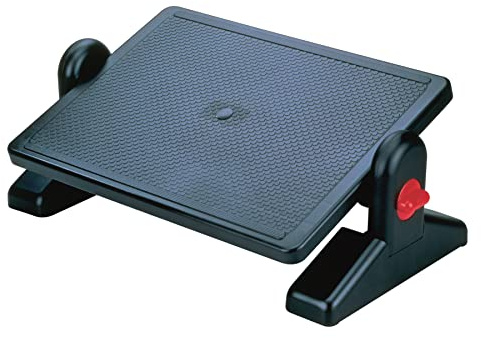 Q-Connect Fußauflage KF04525 | Fußstütze Fussbank mit Einstellung (x2) 450x310mm | Höhenverstellbar | Neigungswinkeleinstellbar | Farbe: Schwarz