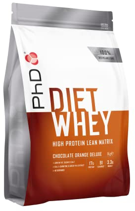 PhD Nutrition Diet Whey Protein Pulver 1kg Schokolade Orange Deluxe, Kalorienarmes High Protein Eiweißpulver zur Diät Unterstützung mit 16g Eiweiß pro Portion