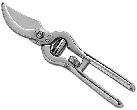 AUSONIA - SÉCATEUR PROFESSIONNEL FORGÉ DE 19 CM AVEC MANCHE POLI ET NICKELÉ, FERMETURE DE SÉCURITÉ À ROULETTE, IDÉAL POUR TAILLER ET JARDINER