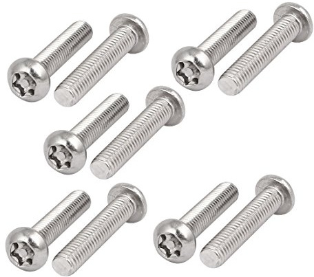 sourcing map 10 stycken M6 x 30 mm 304 rostfritt stål glashuvud torx skruvar linsskruvar DE de