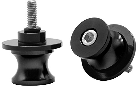 Universal Motocicleta 6MM CNC Aluminio Diabolos Basculante de Deslizadores Tornillos del Soporte para YZF R1 R3 R6 R25 R125 R1000 R6S MT-01 MT-03 MT-09 MT-10 RSV4 RSV4 R (Negro)